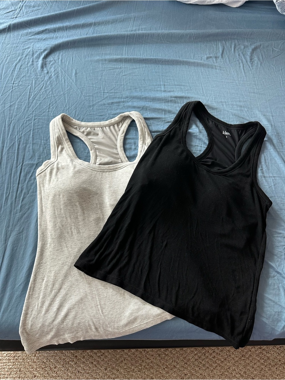 2 Klassy Ribbed Brami Tank Tops, Large, Excellent Condition